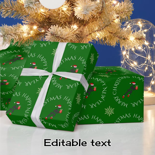 Papier Cadeau Coureur de texte personnalisé avec cadeau de noël  (Créateur téléchargé)