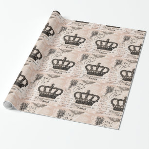 Papier Cadeau couronne chic minable française vintage moderne