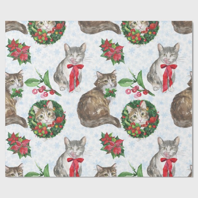Papier Cadeau Couronne de chat adorable (Plat)
