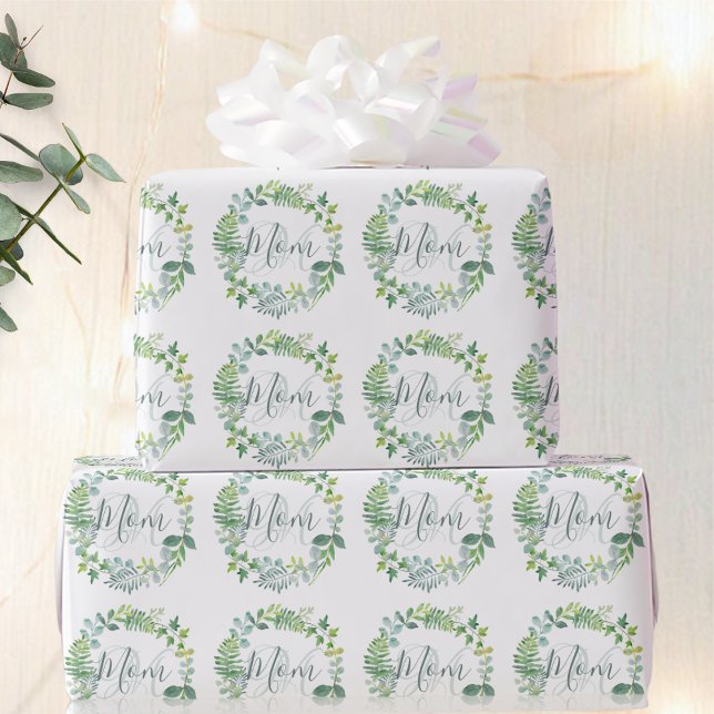 Papier Cadeau Couronne de feuillage de verdure pour la fête des  (Créateur téléchargé)
