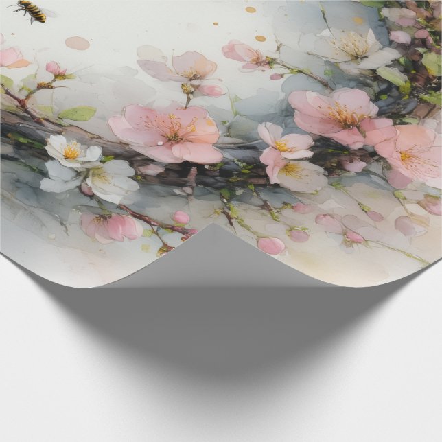 Papier Cadeau Couronne de fleurs d'eau Watercolor (Coin)