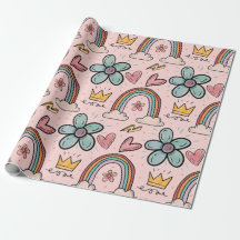 Couronne de gribouillis, Arc-en-ciel, Fleurs, Aqua