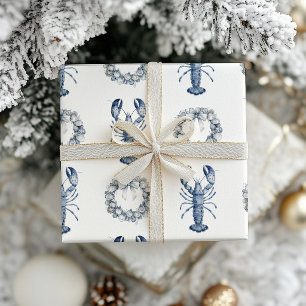 Papier Cadeau Couronne de homard bleu de Nouvelle-Angleterre + c