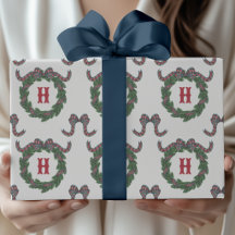 Couronne de monogramme à nœud écossais tartan aqua