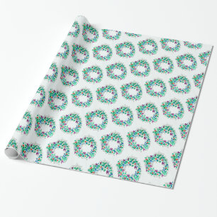 Papier Cadeau Couronne de Noël colorée