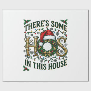 Papier Cadeau Couronne de Noël de maison Hos Chapeau de Père Noë