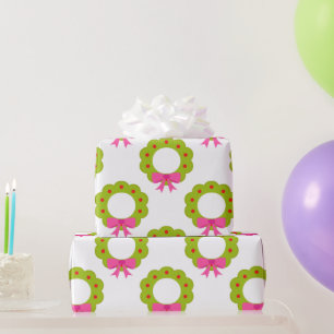 Papier Cadeau Couronne de Noël – Dessin de fête avec un nœud ros