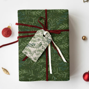 Papier Cadeau Couronne de Noël en pin classique vert foncé