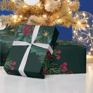 Papier Cadeau Couronne de Noël hivernale en cascade