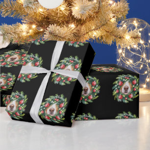 Papier Cadeau Couronne de Noël nez de chien mignon maman de chie