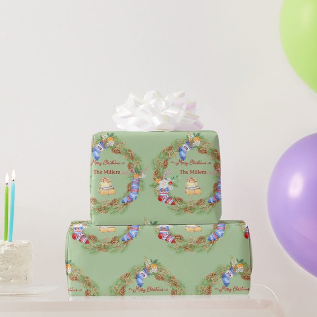 Papier Cadeau Couronne de Noël Verdure d'hiver Cône Cadeaux pour (Cadeaux de fête)