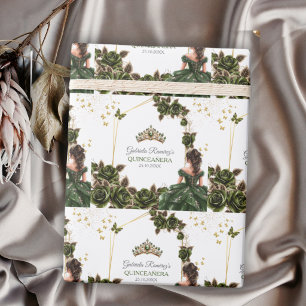 Papier Cadeau Couronne de roses vert émeraude Quinceañera