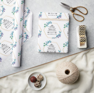 Papier Cadeau Couronne florale bleue chrétienne