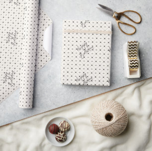 Papier Cadeau Couronne noire et crème sur toute l'impression