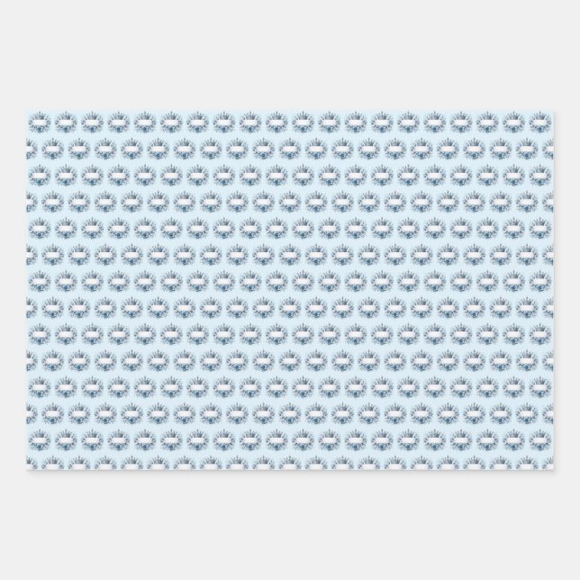 Papier Cadeau Couronne Petit Prince Bleu Royal (Devant)