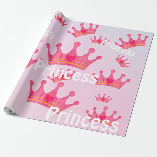 Papier Cadeau Couronne princière rose chaud (Déroulé)