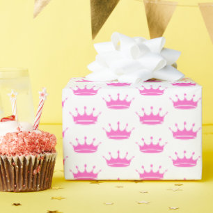 Papier Cadeau Couronne Rose Princesse