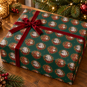 Papier Cadeau Couronnes de Noël Appaloosa Fêtes