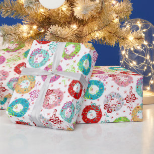 Papier Cadeau Couronnes Rétro - Explosion d'étoiles rouges - Noë