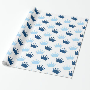 Papier Cadeau Couronnes royales bleues thème conte de fées princ