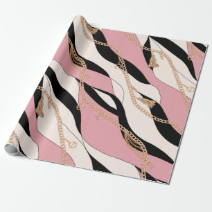 Papier Cadeau courroie chaînes or illustration motif transparent