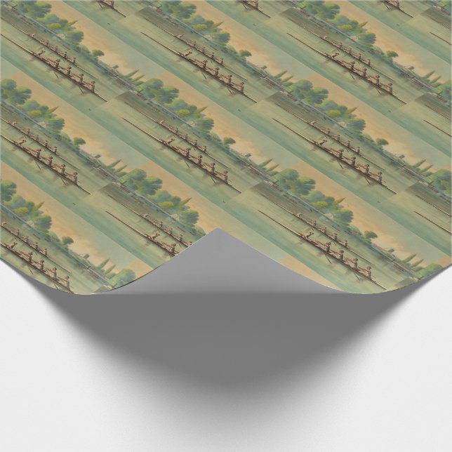 Papier Cadeau Course de rameurs d'aviron vintage (Coin)