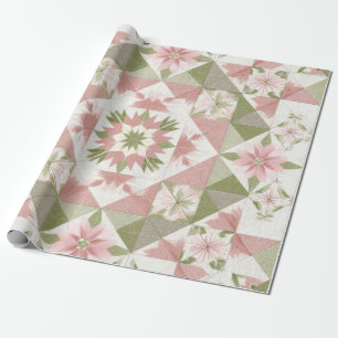 Papier Cadeau Courtepoint de Noël vintage motif floral