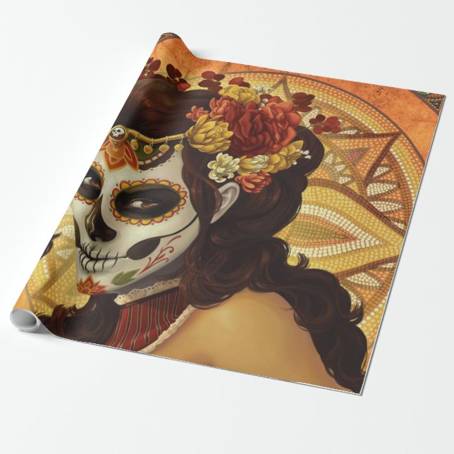 Papier Cadeau Coussin Dia De Los Muertos (Déroulé)