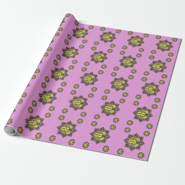 Papier Cadeau Coussin jeté à motif de fleur de mandala (Déroulé)