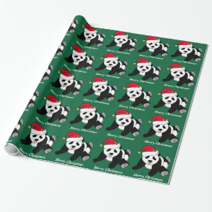 Papier Cadeau Coutume mignonne d'ours panda de Joyeux Noël