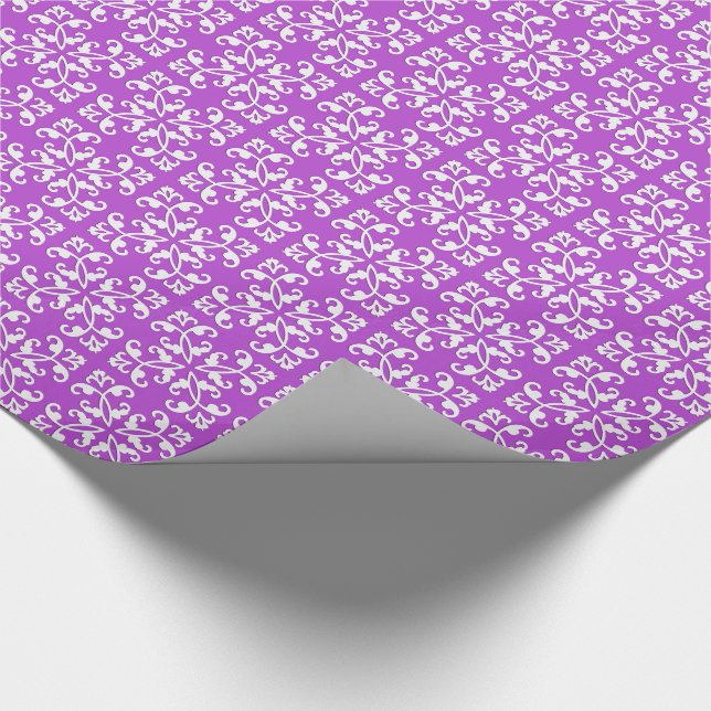 Papier Cadeau Coutwork dentelle - blanc sur amythyste violet (Coin)