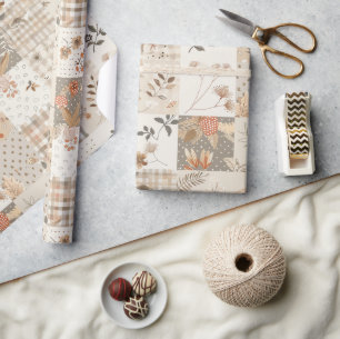 Papier Cadeau Couverture beige pastel Gingham Cottagecore
