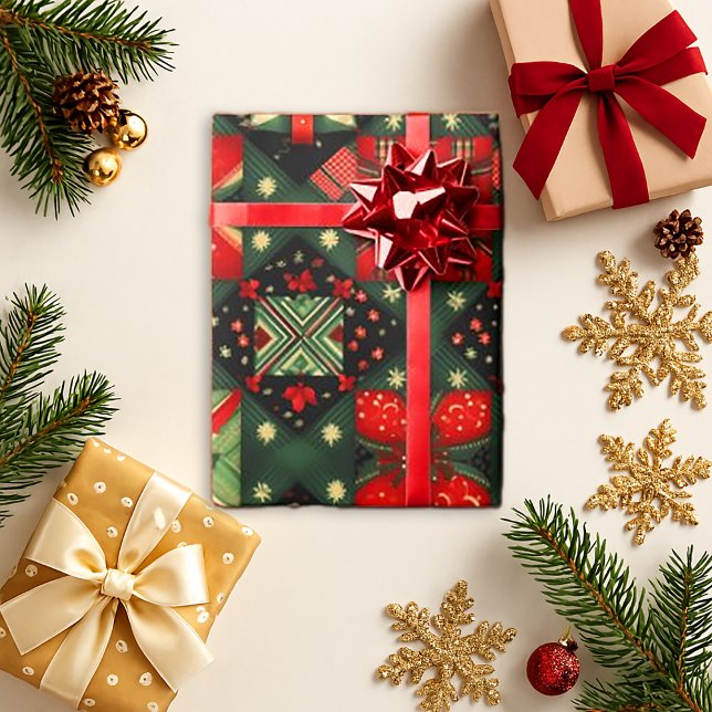 Papier Cadeau Couverture de cadeau festive rouge vert  (Créateur téléchargé)
