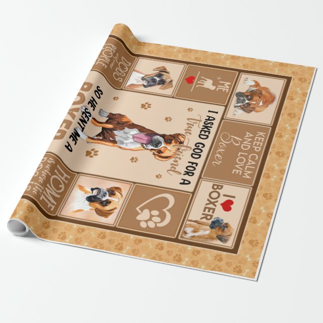 Papier Cadeau Couverture de chien de boîte personnalisée (Déroulé)
