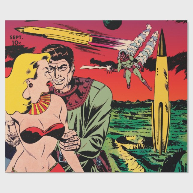 Papier Cadeau Couverture de livre de bande dessinée de science-f (Plat)