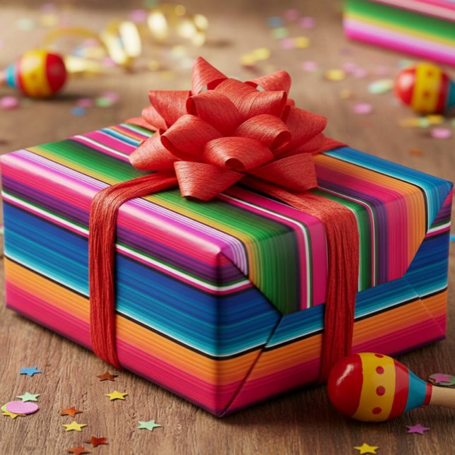 Papier Cadeau Couverture mexicaine Fiesta Stripes colorées Sarap (Créateur téléchargé)