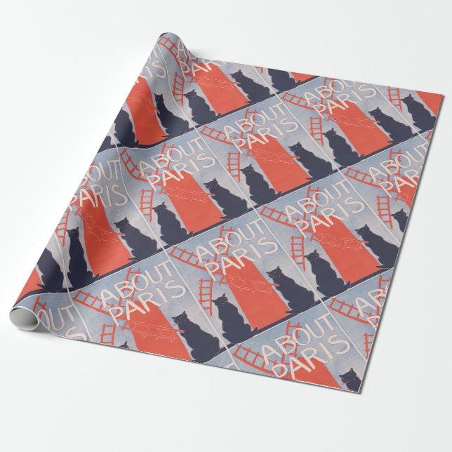 Papier Cadeau Couverture vintage du livre de Paris (Déroulé)