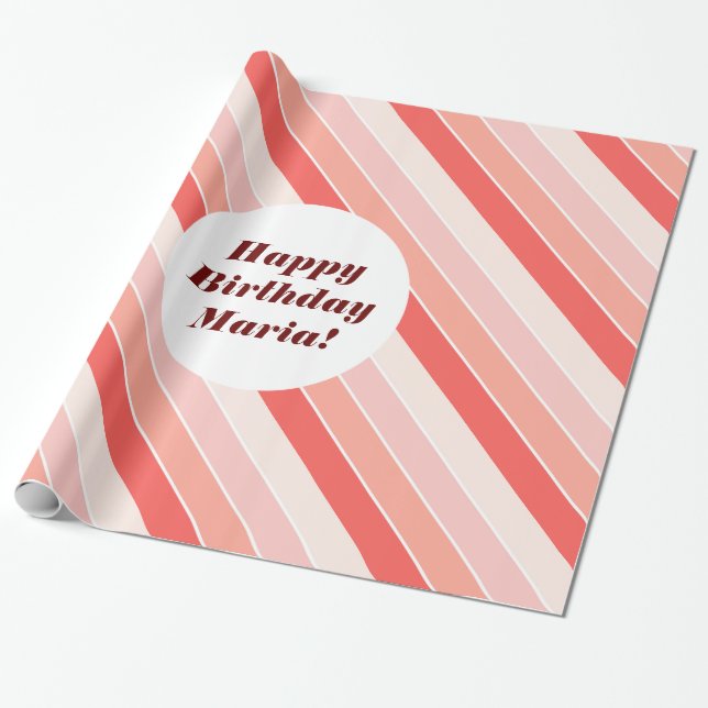 Papier Cadeau Couvre-ruban de table rayé moderne rose tendre (Déroulé)