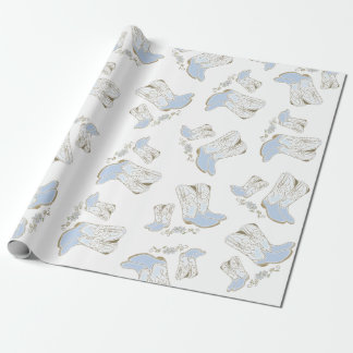 Papier Cadeau Cowboy Baby shower Pays Western Blue Boy