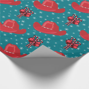Papier Cadeau Cowboy Casquette et Sucres de canne Noël
