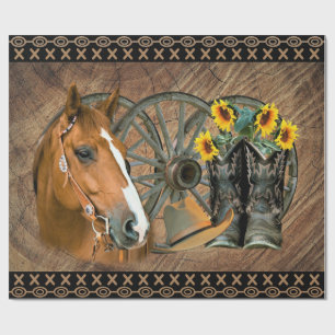Papier Cadeau Cowboy de Western Horse Cowboy Cowboy Hat Wagon Wh