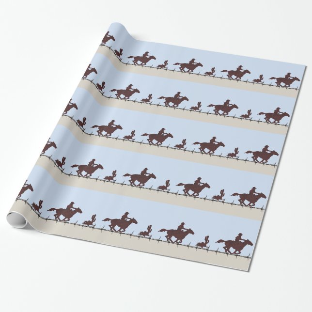 Papier Cadeau Cowboy Fil de Fer Barbelé (Déroulé)