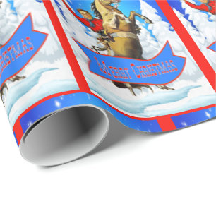 Papier Cadeau Cowboy occidental sur le Joyeux Noël de cheval