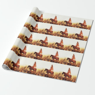 Papier Cadeau Cowboy Portrait USA Flag Thème.