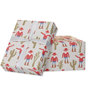 Papier Cadeau Cowboy Santa Claus Noël