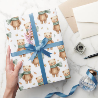 Papier Cadeau Cozy Autumn Teddy Bear Nursery