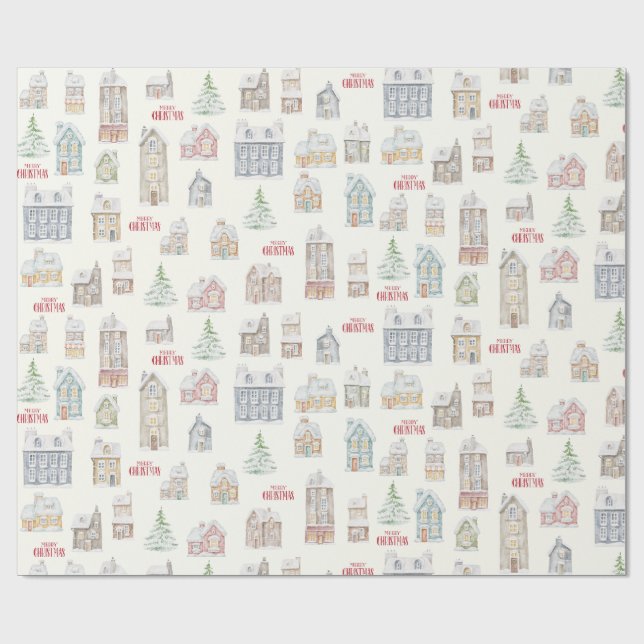 Papier Cadeau Cozy Christmas Winter Homes Wrapping Paper (Plat)
