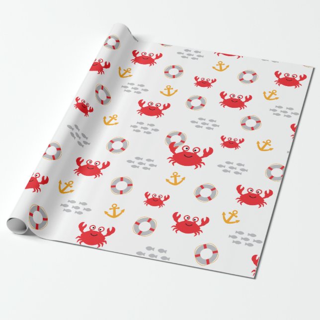 Papier Cadeau Crabe à la bouée de sauvetage (Déroulé)