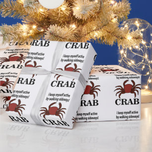 Papier Cadeau Crabe Je Me Tiens Actif En Marchant De Côté Crabe