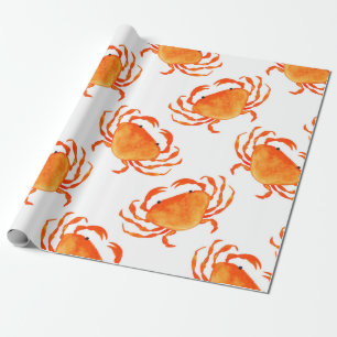 Papier Cadeau Crabes orange sans couture motif